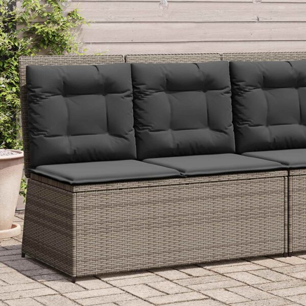 vidaXL Garden Bench with Cushion Gray Poly rattan
