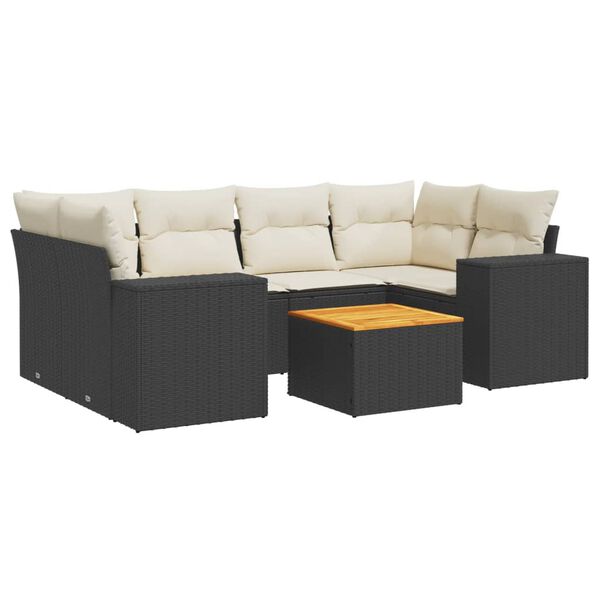 vidaXL Garden Sofa Set Black, Cream White