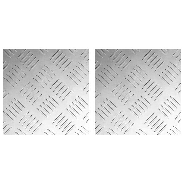 vidaXL Checker Plates 2 pcs Silver 7.9" x 7.9" Aluminium