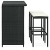 vidaXL Bar Set Black, Cream White PE rattan, steel, polyester Compact