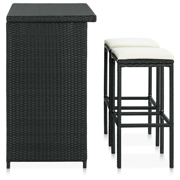 vidaXL Bar Set Black, Cream White PE rattan, steel, polyester Compact