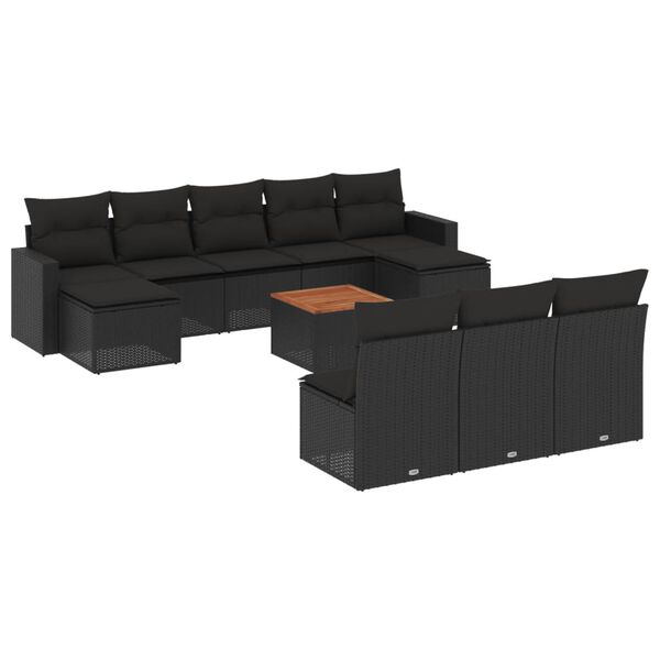 vidaXL Garden Sofa Set Black