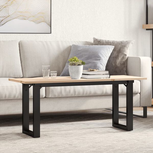 vidaXL Coffee Table O-Frame 43.3"x15.7"x17.7" Solid Wood Pine and Steel