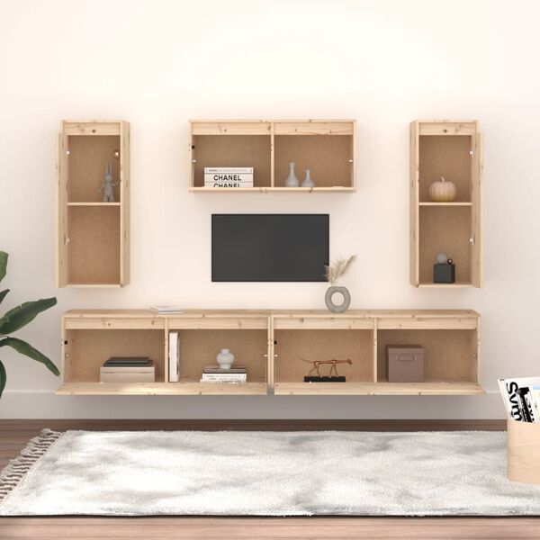 vidaXL TV Stands 5 pcs Solid Wood Pine
