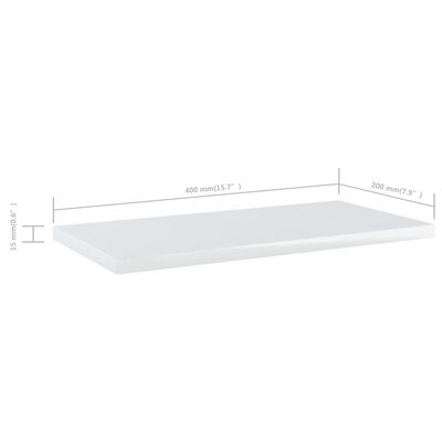 vidaXL Bookshelf Boards 8 pcs High Gloss White 15.7"x7.9"x0.6" Engineered Wood