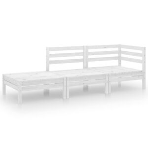 vidaXL Garden Lounge Set White Solid pinewood Modular Garden Lounge Set