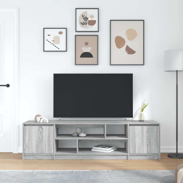 vidaXL TV Cabinet Grey Sonoma Engineered Wood Large TV Cabinet