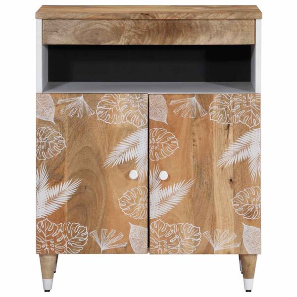 vidaXL Sideboard Natural Mango Wood with White Paint Solid Mango Wood