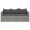 vidaXL 3-seater Garden Sofa Grey Poly Rattan 3-Seater Modular