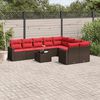 vidaXL 10 Piece Patio Sofa Set with Cushions Brown Poly Rattan (US only)