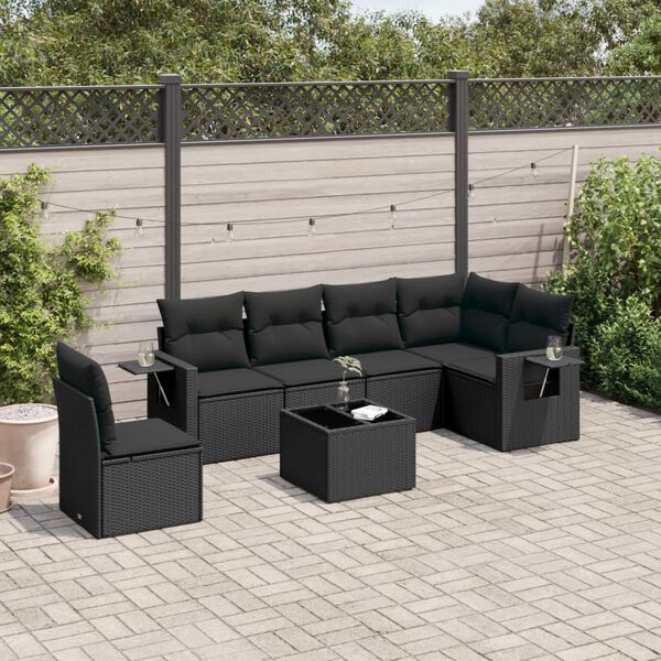 vidaXL Garden Sofa Set Black PE Rattan Large Foldable Garden Sofa Set
