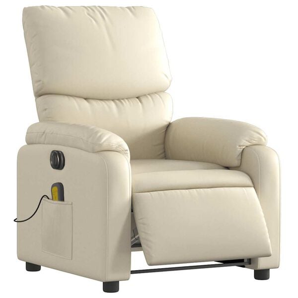 vidaXL Electric Massage Recliner Chair Cream