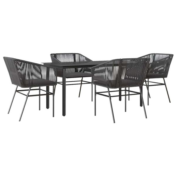 vidaXL Garden Dining Set Black and Dark Grey