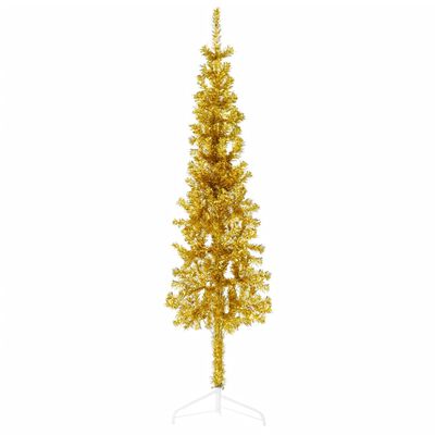 vidaXL Slim Artificial Half Christmas Tree with Stand Gold 4 ft