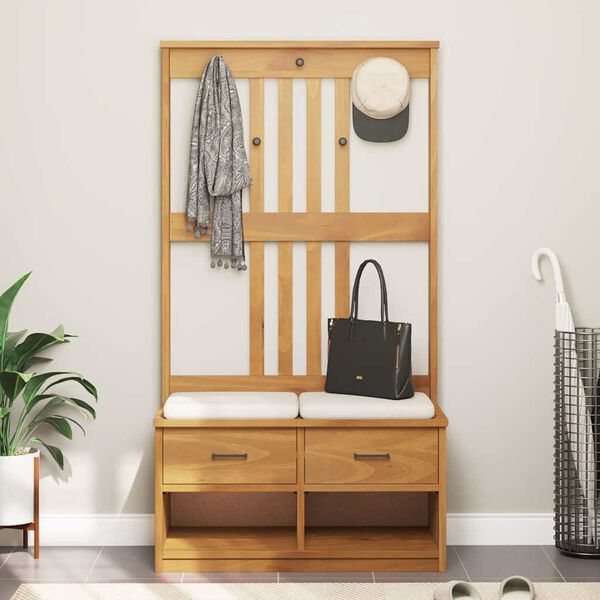 vidaXL Hall Tree Acacia wood finish Solid pine, engineered wood