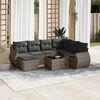 vidaXL Garden Sofa Set Grey PE rattan, powder-coated steel, tempered glass