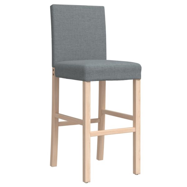 vidaXL Bar Stool Light gray Solid rubber wood, fabric (100% polyester)