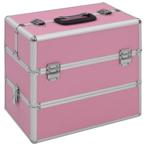 vidaXL Make-up Case 14.6x9.4x13.8" Pink Aluminium