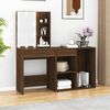 vidaXL LED Dressing Table With Cabinet Brown Oak Engineered Wood