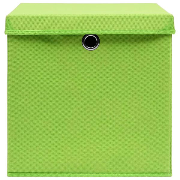 vidaXL Storage Box Set of 4 Green Non-woven fabric Medium Foldable