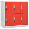 vidaXL Locker Cabinet Set of 5 Light grey and red Steel Medium