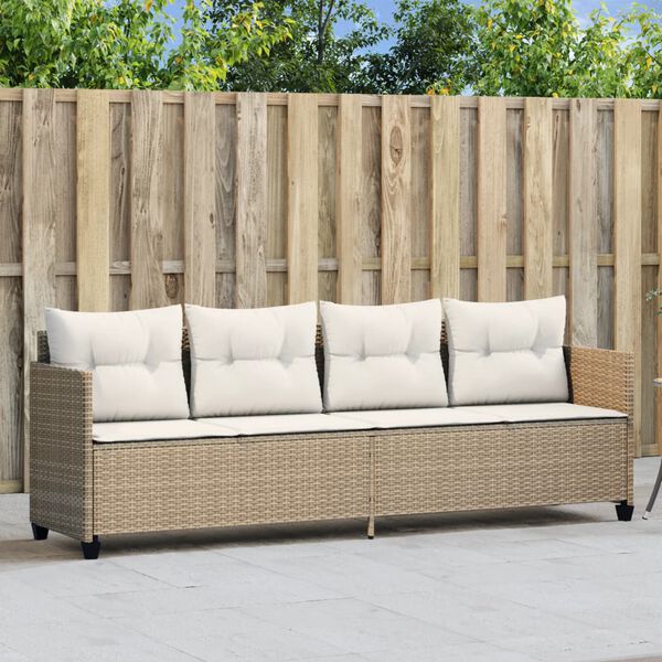 vidaXL Sun Lounger Beige PE rattan Single UV-resistant materials