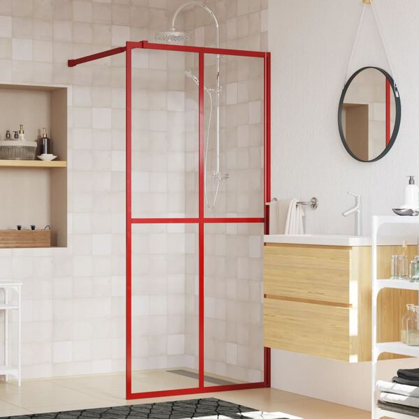 vidaXL Walk-in Shower Wall with Clear ESG Glass Red 35.4"x76.8"