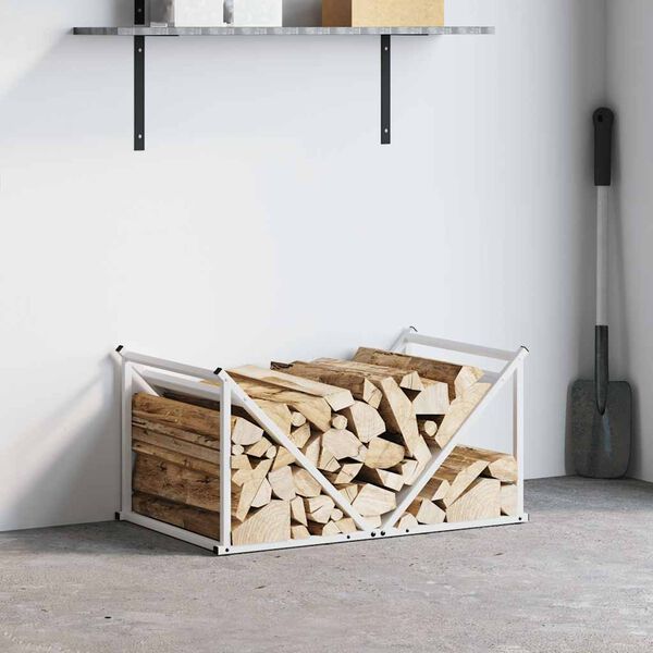 vidaXL Firewood Rack White 27.6x16.9x13.6" Cold-rolled steel