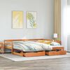 vidaXL Daybed With Trundle Wax Brown Solid Pine Wood