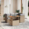 vidaXL Garden Sofa Set Beige PE rattan Adjustable Armrests