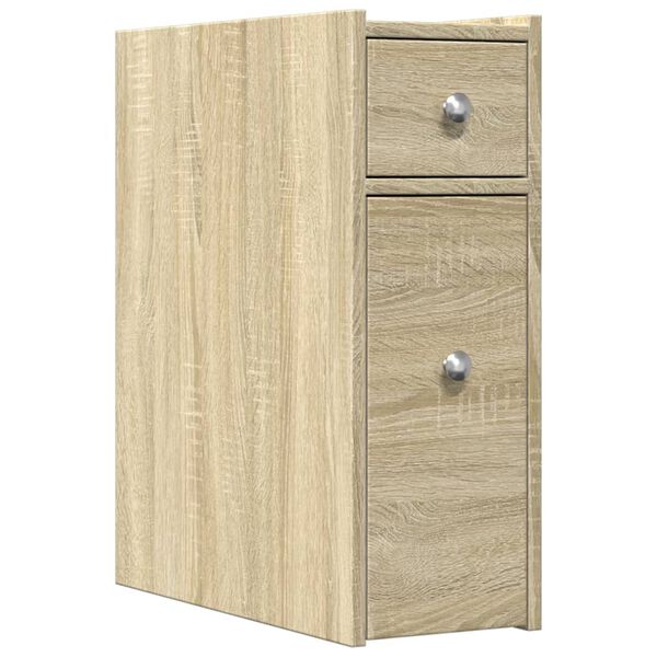 vidaXL Narrow Bathroom Cupboard Sonoma Oak Engineered Wood Slim Portable
