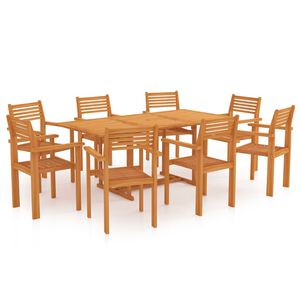 vidaXL Garden Dining Set Warm brown Solid teak wood Standard Stackable