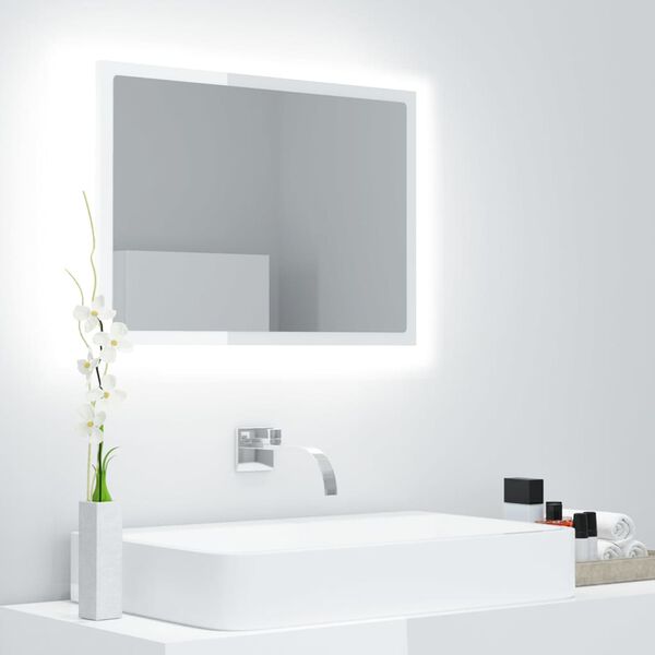 vidaXL Mirror High gloss white Engineered wood, acrylic Medium
