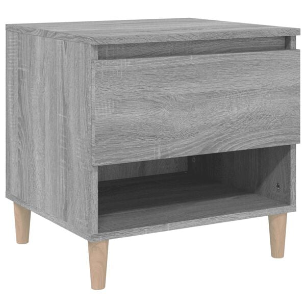 vidaXL Bedside Table Gray sonoma Engineered wood 19.7 in Storage