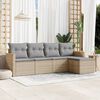 vidaXL Garden Sofa Set Beige PE rattan Large Adjustable Feet
