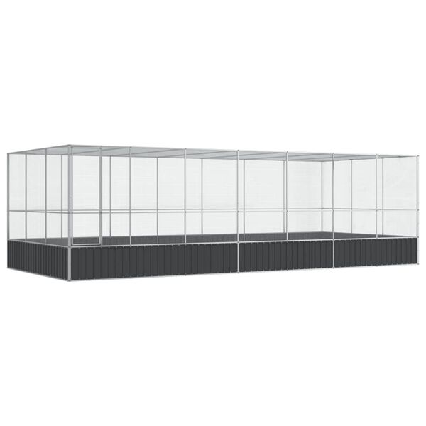 vidaXL Aviary Silver Galvanized steel Large Secure Locks Aviary