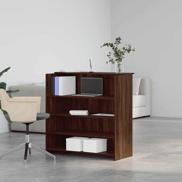 vidaXL Reception Desk Brown Oak Engineered Wood 39.4 x 19.7 x 40.7 in