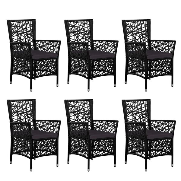 vidaXL Dining Set Black Polyethylene rattan Medium Outdoor Dining Set