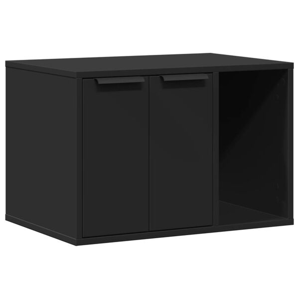 vidaXL Cat Litter Box Enclosure Black Engineered wood 23.6x15.7x15.7 in