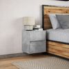 vidaXL Wall-mounted Bedside Cabinet Concrete gray Engineered wood Compact