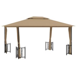 vidaXL Gazebo with Sidewalls&Double Roofs 9.8x13.1' Taupe