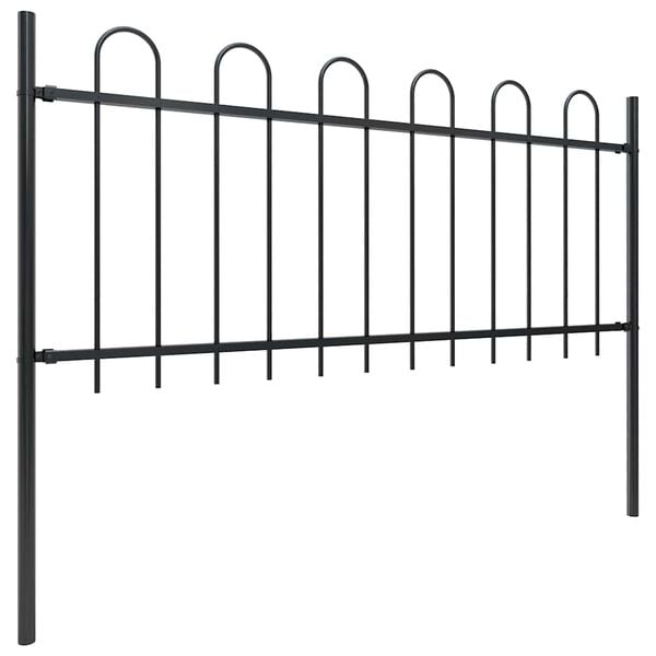 vidaXL Garden Fence with Hoop Top Steel 561.4"x31.5" Black