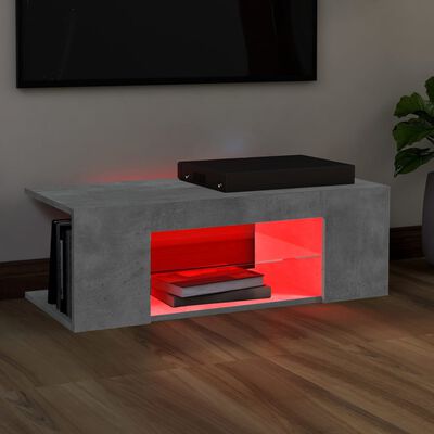 vidaXL TV Stand with LED Lights Concrete Gray 35.4"x15.4"x11.8"