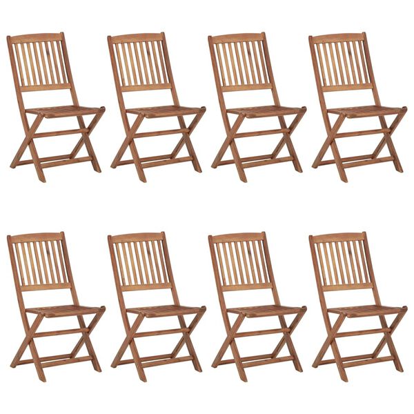 vidaXL Garden Chair Set of 8 Natural wood and Anthracite