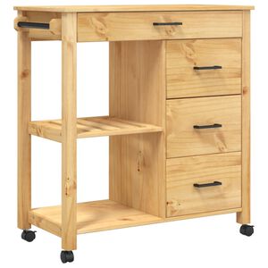 vidaXL Kitchen Trolley MONZA 33.1"x15.7"x34.8" Solid Wood Pine