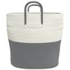 vidaXL Storage Basket Grey and White Cotton Medium Foldable