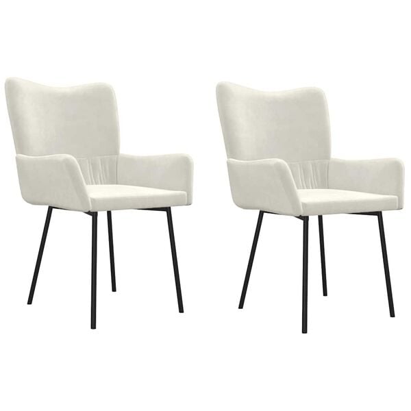 vidaXL Dining Chair Set of 2 Cream Velvet, metal, plywood Standard