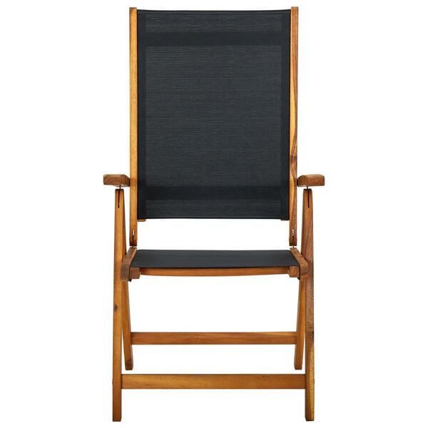 vidaXL Garden Chair Set of 8 Black, Natural Wood