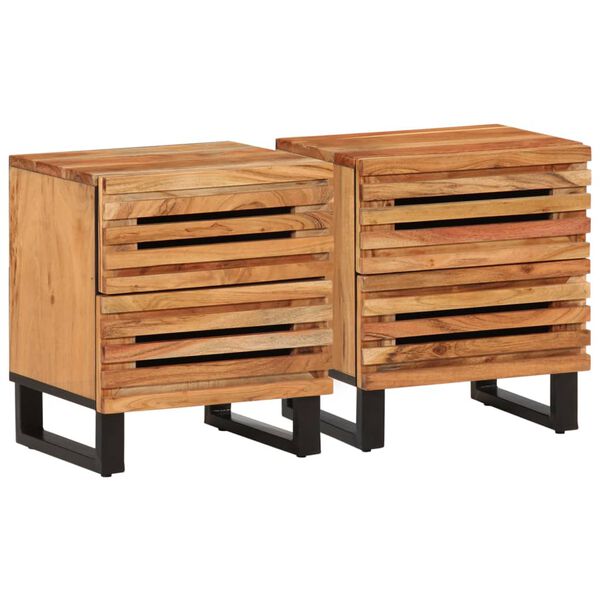 vidaXL Bedside Cabinet Set of 2 Natural wood