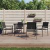 vidaXL Garden Chair Set of 4 Black PE Rattan, Powder-Coated Steel Medium